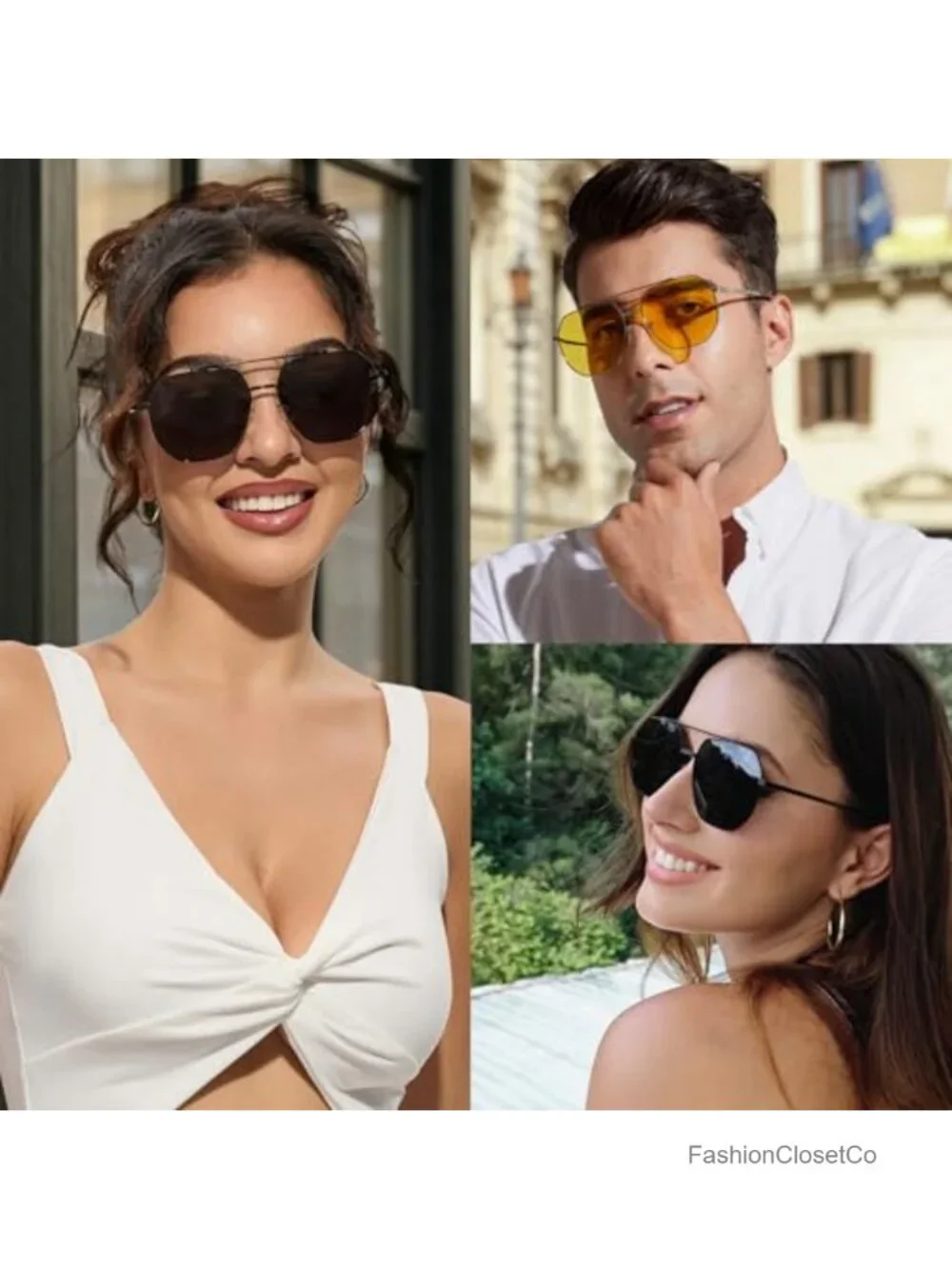 Square Polarized Oversized Aviator Sunglasses Metal Frame UV400 Protection